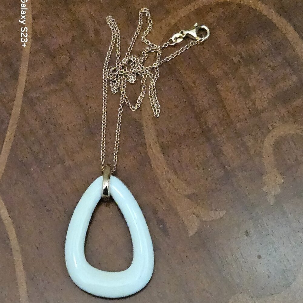 RARE MAYORS BIRKS WHITE AGATE LINKS 18k ROSE GOLD CHAIN PENDANT NECKLACE